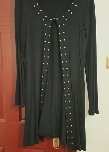 Uzun Kollu Siyah Gotik Düğmeli Elbise