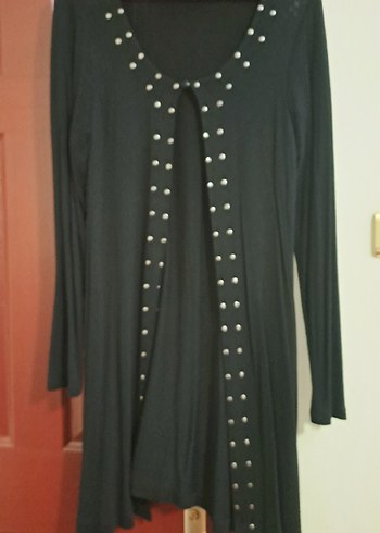 Diğer Uzun Kollu Siyah Gotik Düğmeli Elbise