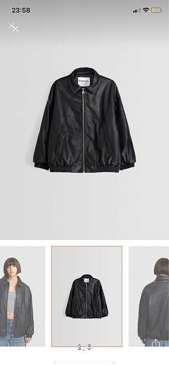Bershka bershka siyah deri ceket oversize