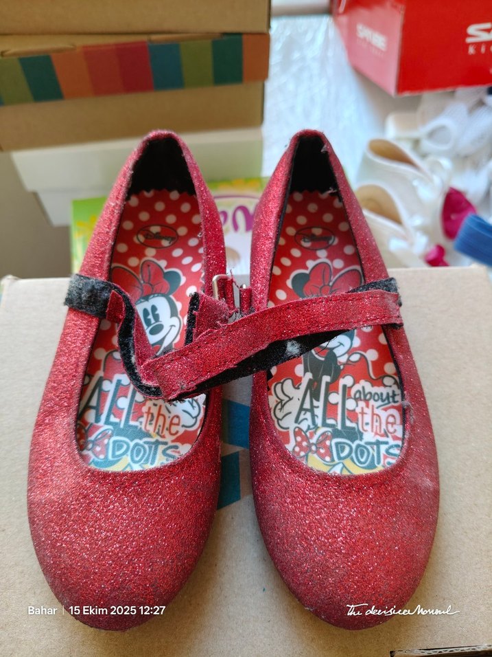 Kız Çocuk Kırmızı Pop Art Babet Ayakkabı - Görsel 2