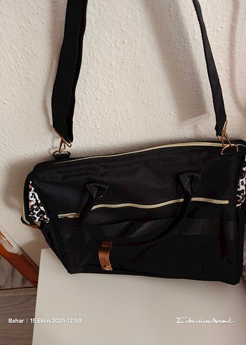 Leopar Desenli Kahverengi Bebek Çantası Seti - Görsel 4