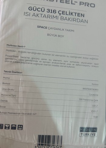 Karaca 316 Çelik Space Çaydanlık