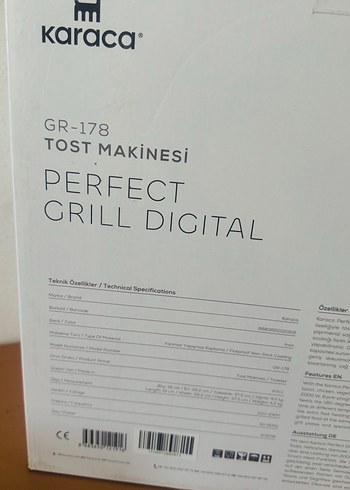 Beden Karaca GR-178 Perfect Grill Digital Tost Makinesi