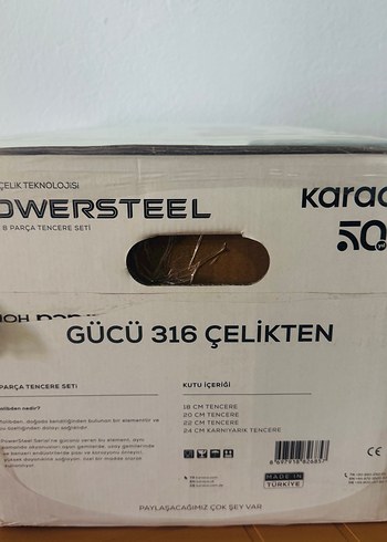 Beden gri Renk Powersteel 8 Parça 316 Çelik Tencere Seti Gri