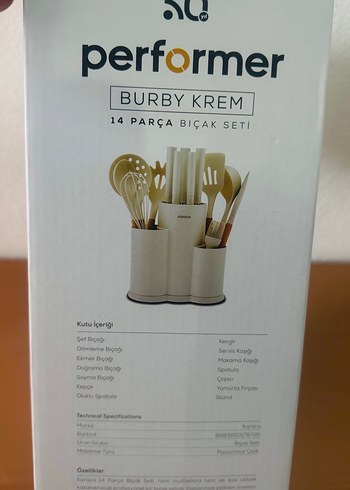 Karaca BURBY KREM 14 Parça Beyaz Bıçak Seti