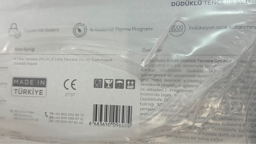Beden beyaz Renk Karaca Quıck Safe 4-6 LT düdüklü set