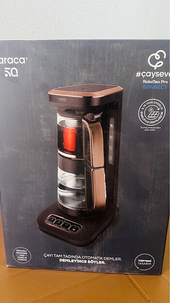 Karaca 4 ın 1 konuşan Wifi özellikli Walnut Brown Cam Çay makine