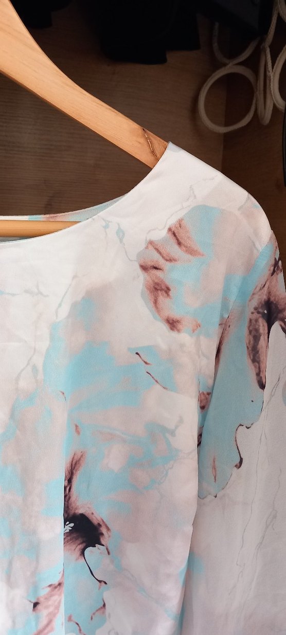 Mavi Kahverengi Desenli Kadın Bluz - Görsel 2