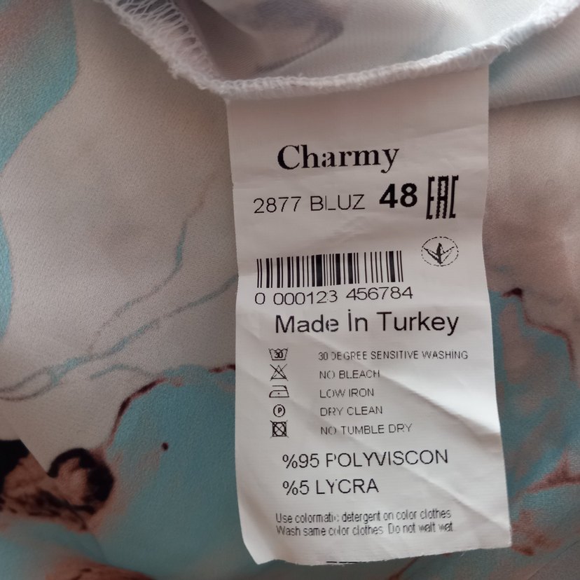 Mavi Kahverengi Desenli Kadın Bluz - Görsel 4