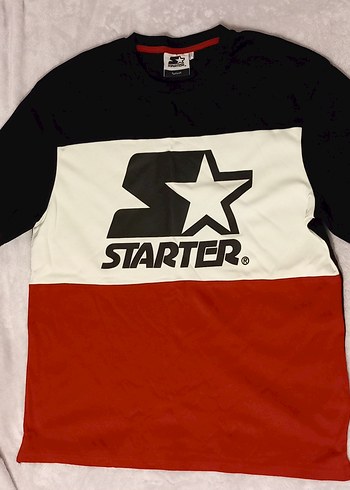 Starter Logolu Kırmızı Siyah Uzun Kollu Tişört - Görsel 2
