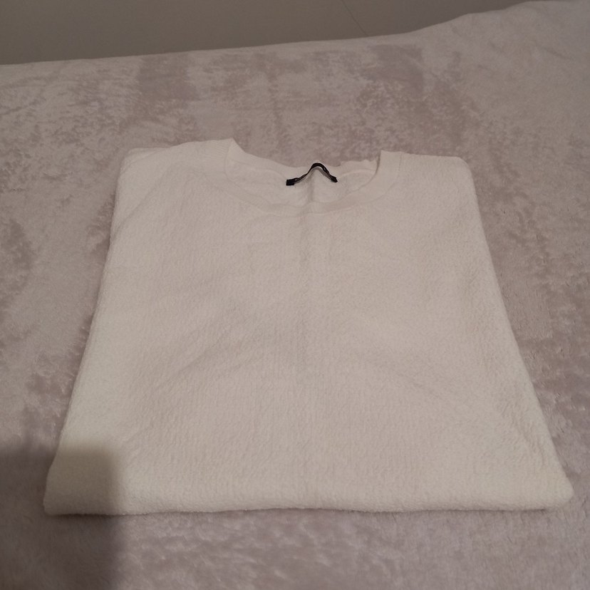 Kadın veya Erkek Beyaz Rahat Kesim Sweatshirt - Görsel 2