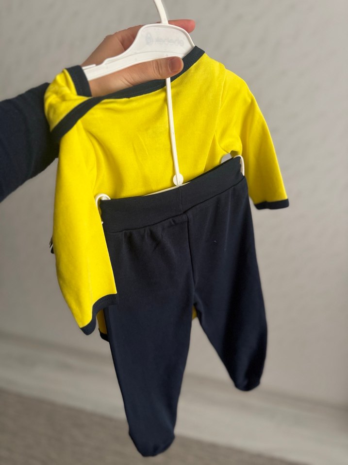 Sarı Bebek Uzun Kollu Body Velcro Detaylı - Görsel 3