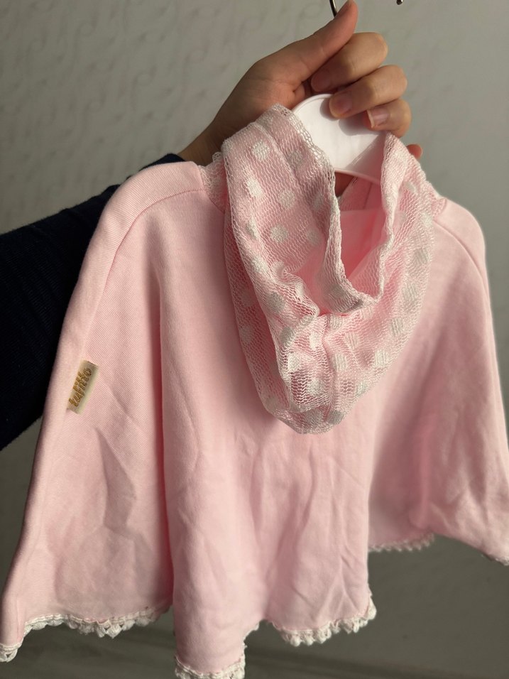 Düğmeli Pembe Kız Bolero - Görsel 3