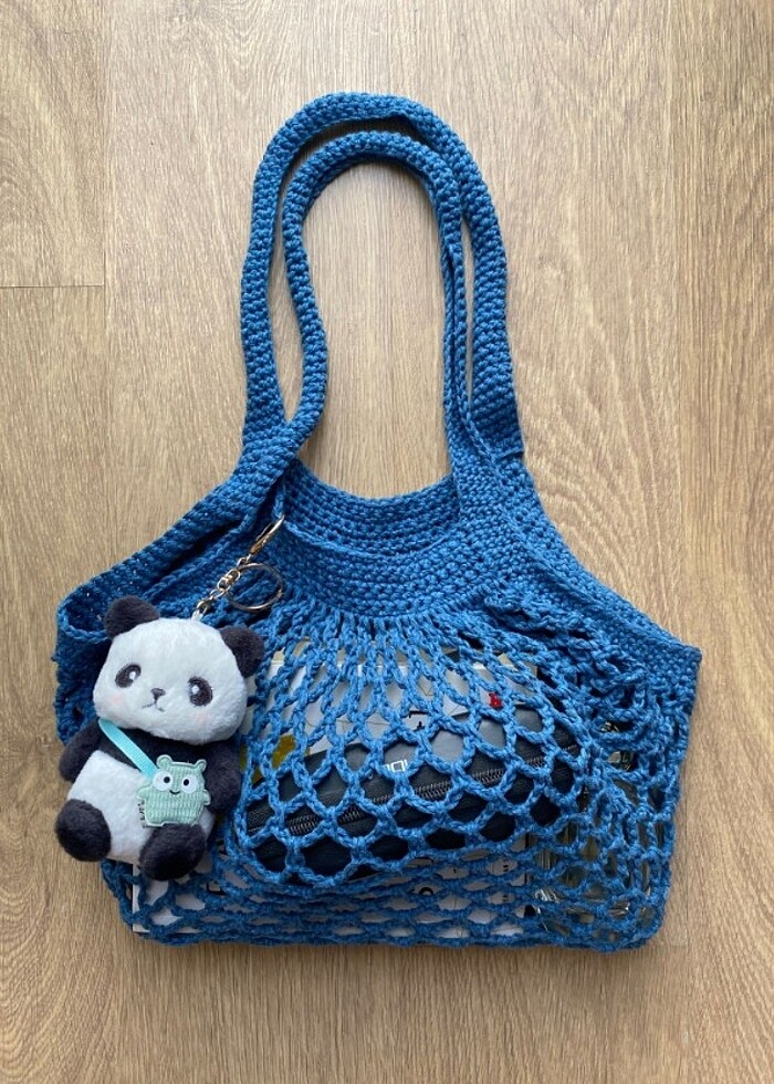 örgü yazlık file çanta - Görsel 4