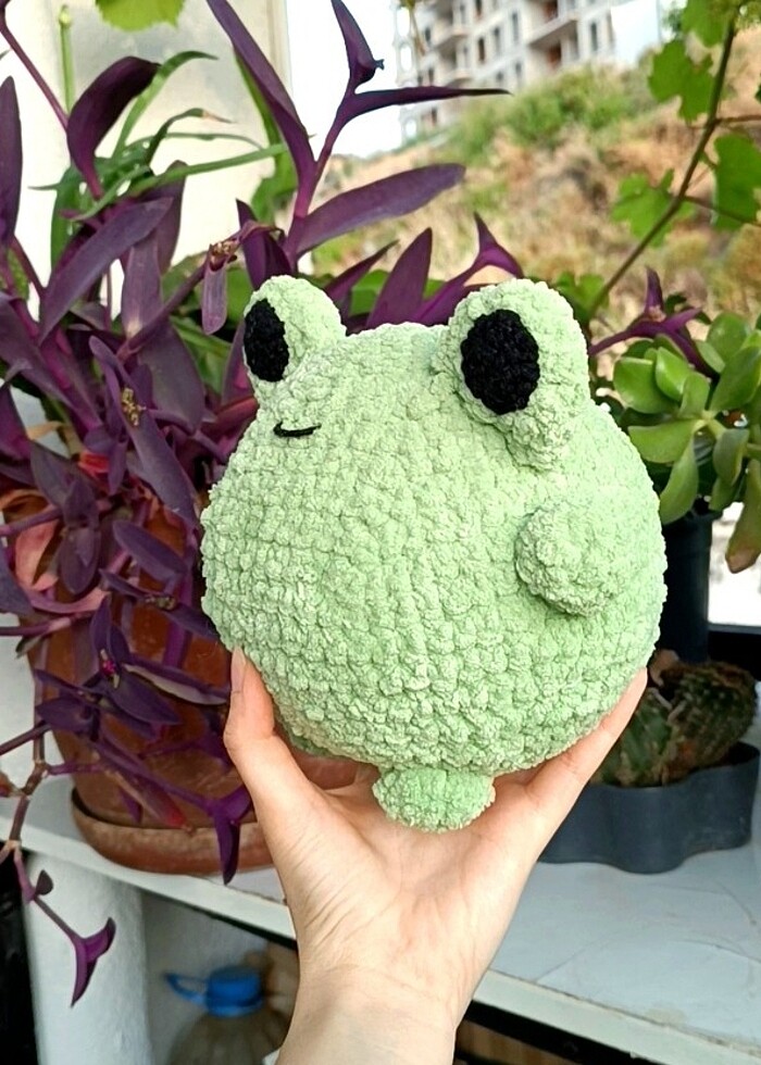 örgü peluş kurbağa - Görsel 3