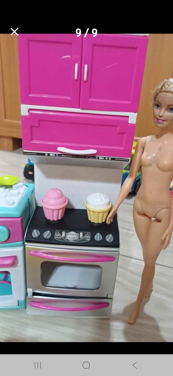 Renkli Pembe Mutfak ve Bebek Oyun Seti iki adet barby - Görsel 2