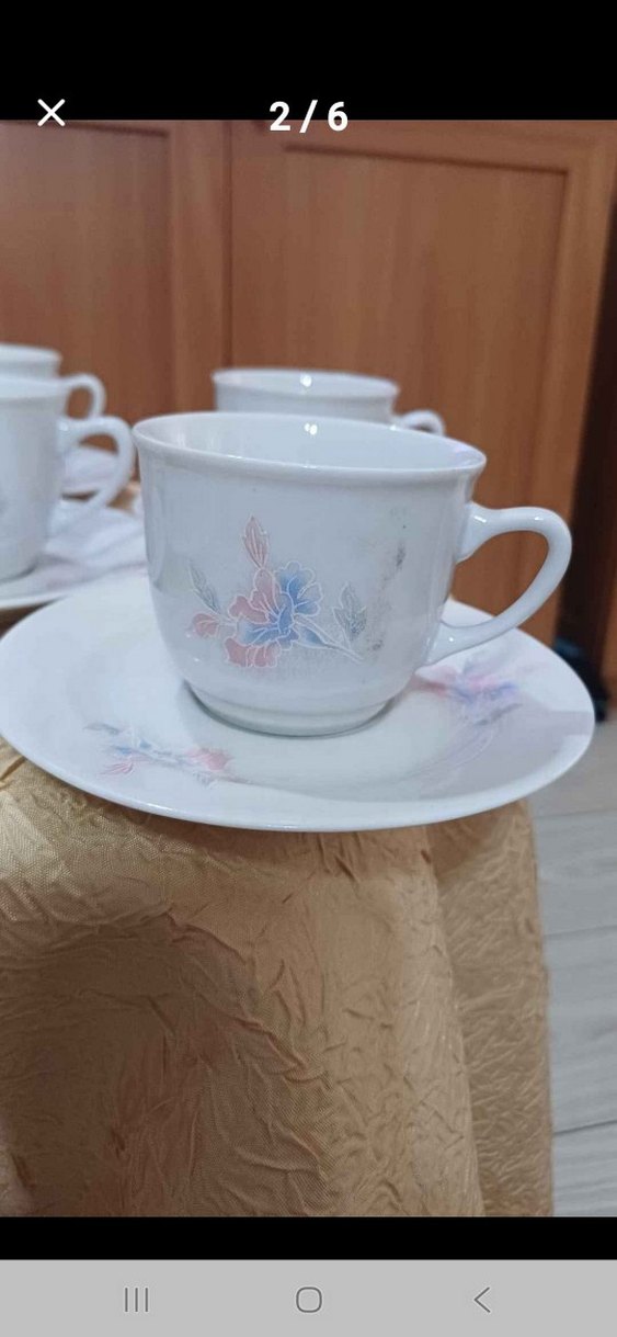 Beyaz ve Pastel Çiçek Desenli Porselen Fincan Takımı - Görsel 5