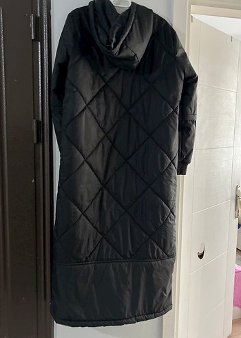 Uzun Siyah Fermuarlı Kadın Kışlık Mont - Görsel 9