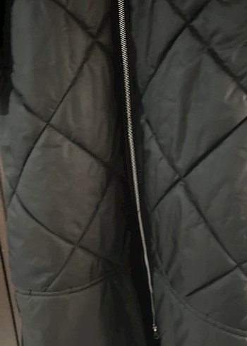 Uzun Siyah Fermuarlı Kadın Kışlık Mont - Görsel 6