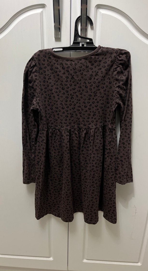 Kız Çocuk Uzun Kollu Kahverengi Elbise - Görsel 5