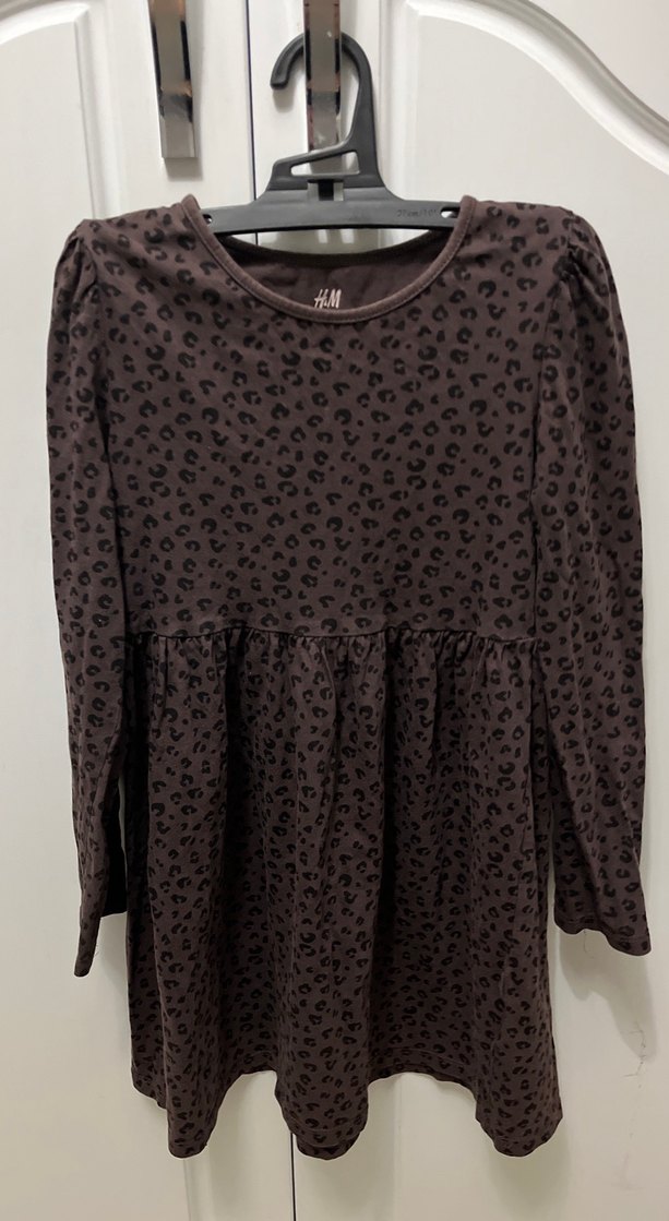 Kız Çocuk Uzun Kollu Kahverengi Elbise - Görsel 2