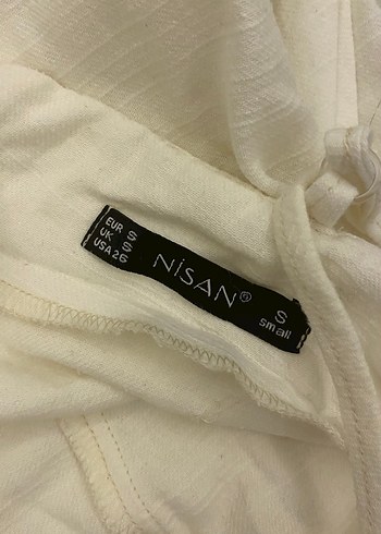 Drapeli Beyaz Keten Kısa Straplez Elbise - Görsel 3