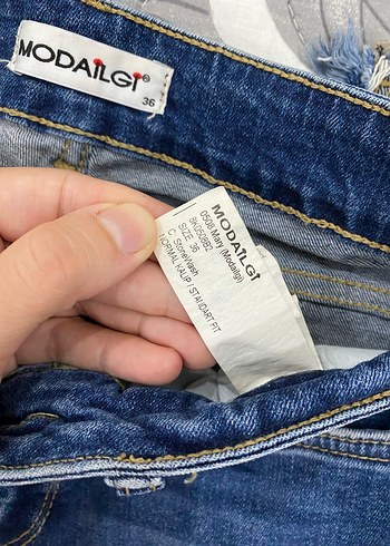 Payet İşlemeli Mavi Kadın Kot Pantolon - Görsel 7