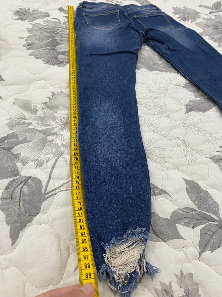 Payet İşlemeli Mavi Kadın Kot Pantolon - Görsel 5