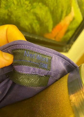 Mor V Yakalı Uzun Kollu Drapeli gömlek - Görsel 5