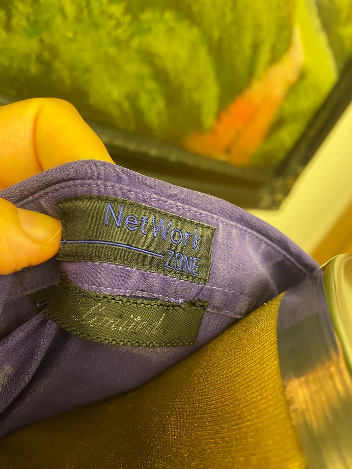 Mor V Yakalı Uzun Kollu Drapeli gömlek - Görsel 5