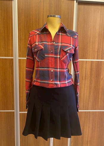 Kadın Kırmızı Kareli Düğmeli Gömlek - Görsel 7