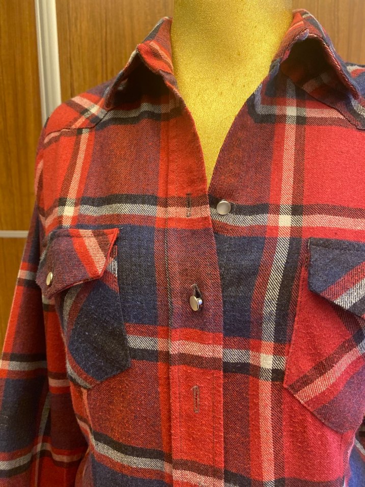 Kadın Kırmızı Kareli Düğmeli Gömlek - Görsel 4