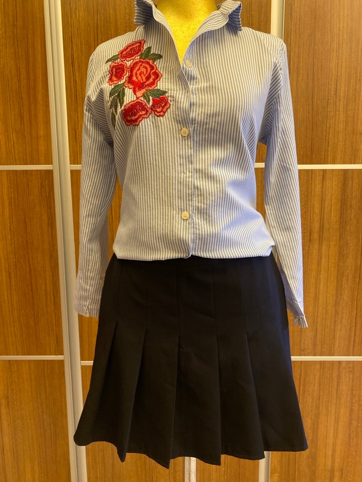 Nakışlı Düğmeli Gri Kadın Gömlek - Görsel 2