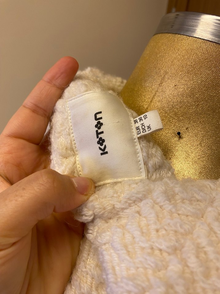 Beyaz Triko Midi Ceketi - Görsel 4