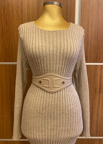 Bej Triko Uzun Kadın Elbise - Görsel 2