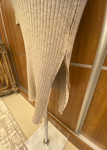 Bej Triko Uzun Kadın Elbise - Görsel 5