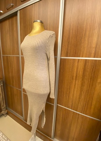 Bej Triko Uzun Kadın Elbise - Görsel 10