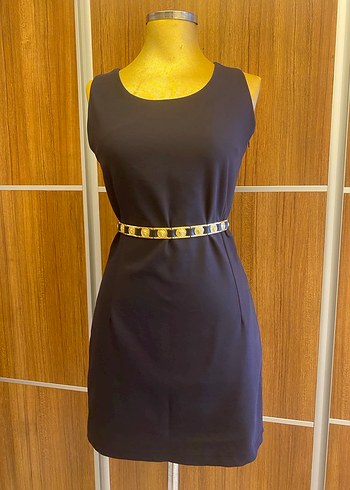 Kemer Detaylı Slacivert Mini  Elbise - Görsel 3