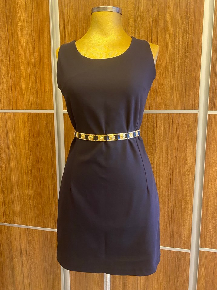 Kemer Detaylı Slacivert Mini  Elbise - Görsel 3