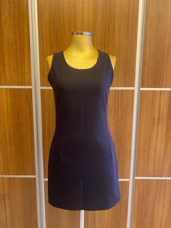 Kemer Detaylı Slacivert Mini  Elbise - Görsel 4