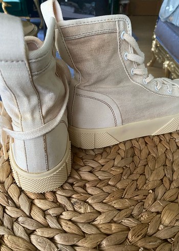 Bej Dolgu Topuklu Bağcıklı Kadın Spor Ayakkabı - Görsel 6