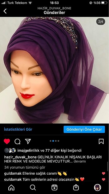 Beden Gelin başı ve bone