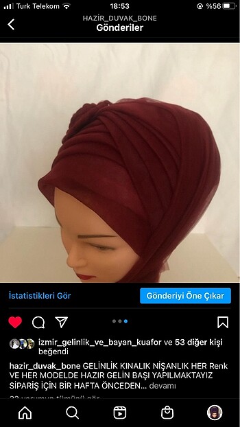 Beden Gelin başı ve duvak ve bone