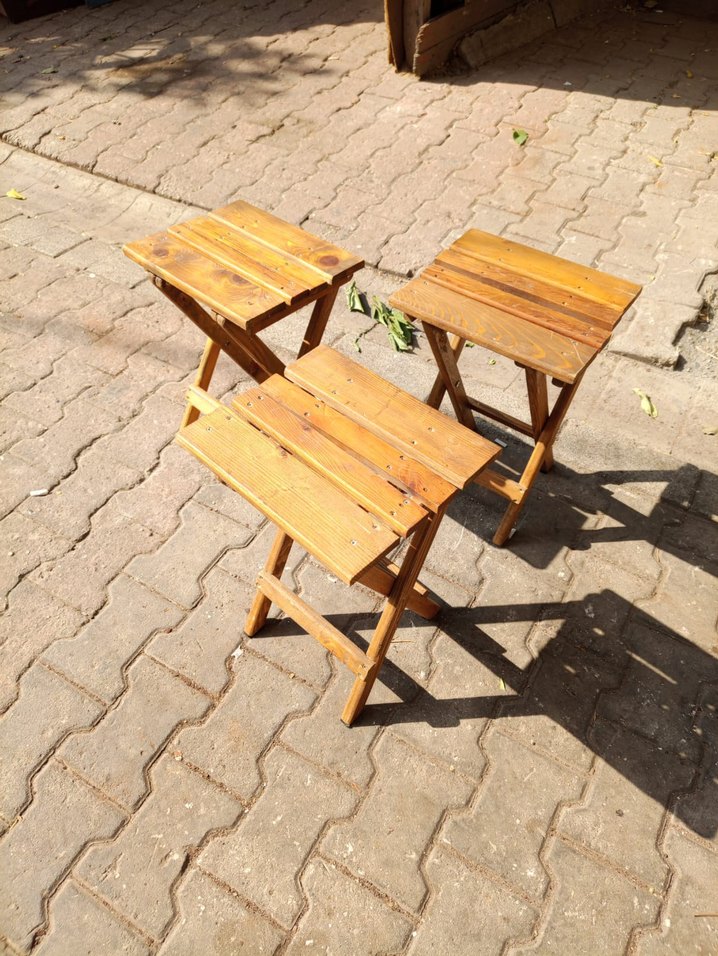 Açılır Katlanabilir Ahşap Çocuk Taburesi - Görsel 2