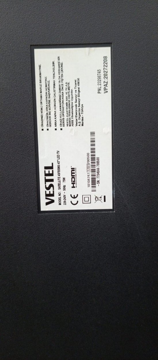 Siyah MonitörVestel TV ekran kırık - Görsel 2