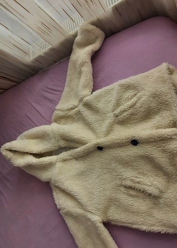 Beyaz Peluş Midi Kaban