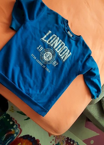 Renkli Baskılı Mavi Sweatshirt - Görsel 4