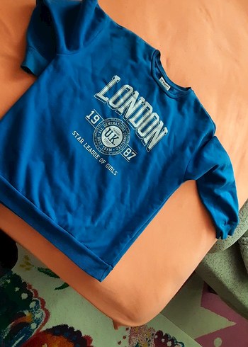 Renkli Baskılı Mavi Sweatshirt - Görsel 6