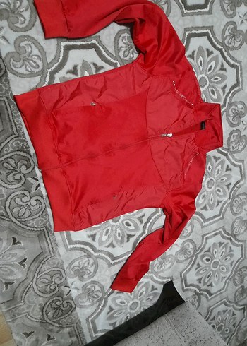 Kadın Kırmızı Fermuarlı Yüksek Yakalı Ceket - Görsel 3