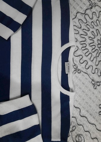 Mavi Beyaz Çizgili Triko - Görsel 6